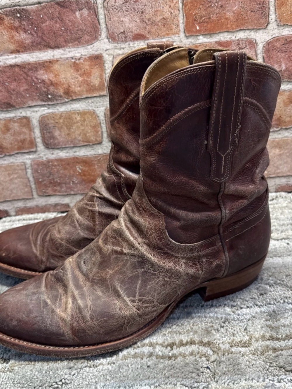 TECOVAS Dean  10 EE Men Cowboy Brown Western Zip Slim Ranchwear Roper W/ Zipper